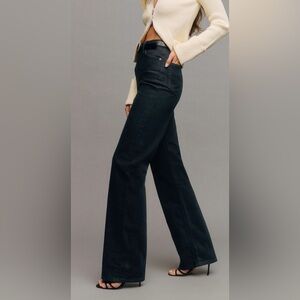 Reformation Wilder Stretch High Rise Wide Leg Jeans Black Size 24